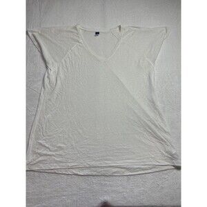 Old Navy white flowy Short sleeve V-neck T-shirt size medium tall